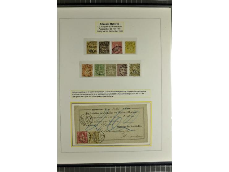 1862/81, Stehende Helvetia, Portostufen-Sammlung mit Briefen, Karten und Ganzsachen, dabei Mi.-Nr. 16+23 (Attest Renggli), 40