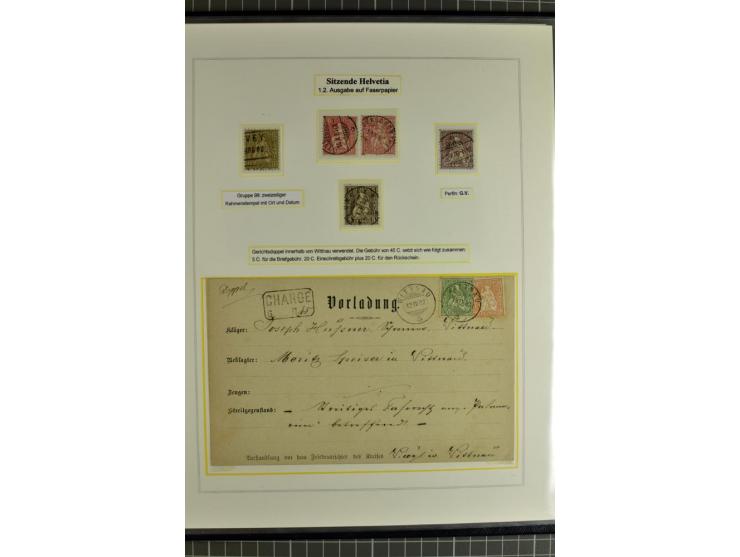 1862/81, Stehende Helvetia, Portostufen-Sammlung mit Briefen, Karten und Ganzsachen, dabei Mi.-Nr. 16+23 (Attest Renggli), 40