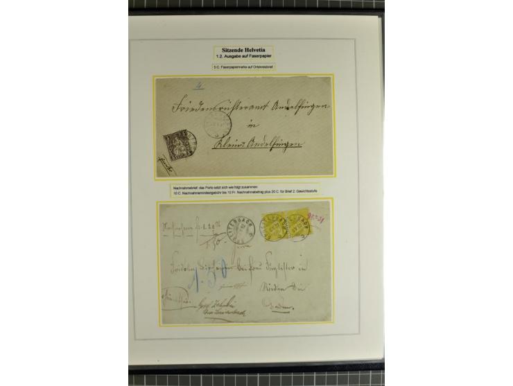 1862/81, Stehende Helvetia, Portostufen-Sammlung mit Briefen, Karten und Ganzsachen, dabei Mi.-Nr. 16+23 (Attest Renggli), 40