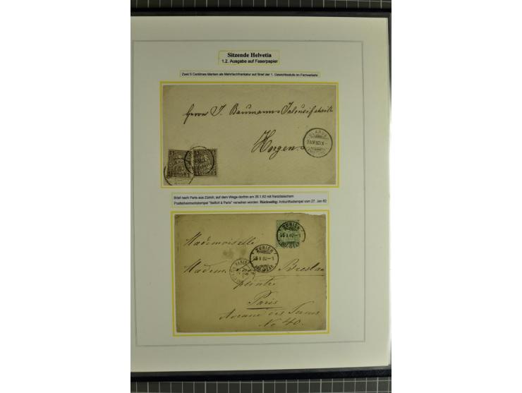 1862/81, Stehende Helvetia, Portostufen-Sammlung mit Briefen, Karten und Ganzsachen, dabei Mi.-Nr. 16+23 (Attest Renggli), 40