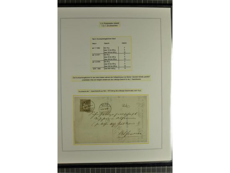1862/81, Stehende Helvetia, Portostufen-Sammlung mit Briefen, Karten und Ganzsachen, dabei Mi.-Nr. 16+23 (Attest Renggli), 40