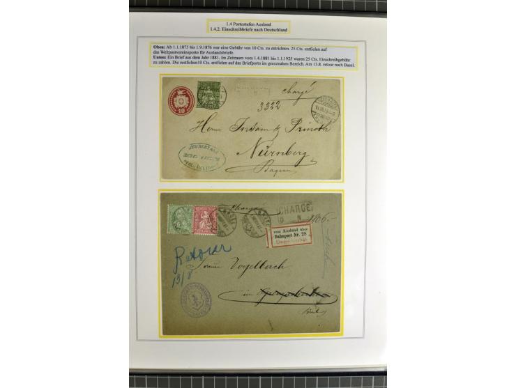 1862/81, Stehende Helvetia, Portostufen-Sammlung mit Briefen, Karten und Ganzsachen, dabei Mi.-Nr. 16+23 (Attest Renggli), 40