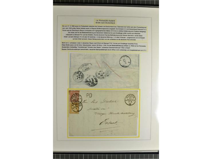1862/81, Stehende Helvetia, Portostufen-Sammlung mit Briefen, Karten und Ganzsachen, dabei Mi.-Nr. 16+23 (Attest Renggli), 40