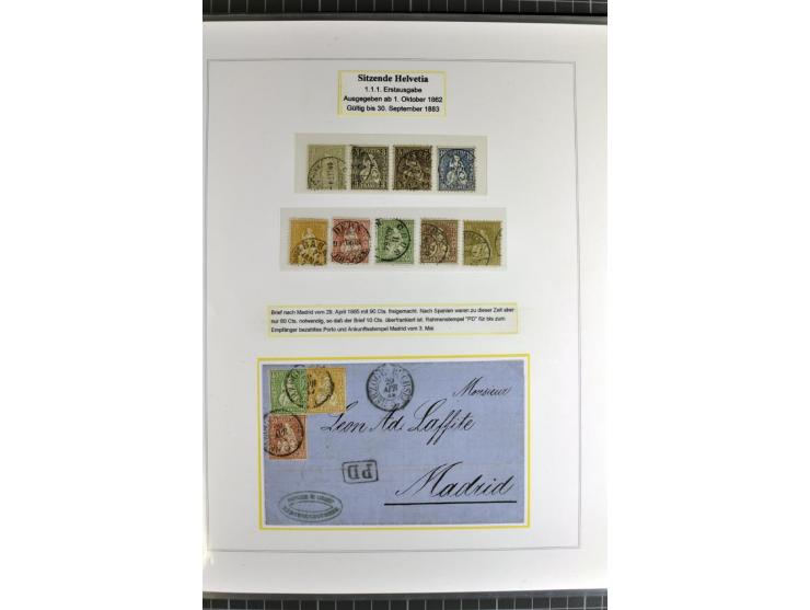 1862/81, Stehende Helvetia, Portostufen-Sammlung mit Briefen, Karten und Ganzsachen, dabei Mi.-Nr. 16+23 (Attest Renggli), 40