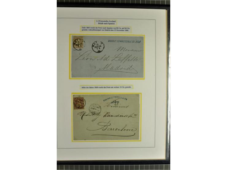 1862/81, Stehende Helvetia, Portostufen-Sammlung mit Briefen, Karten und Ganzsachen, dabei Mi.-Nr. 16+23 (Attest Renggli), 40