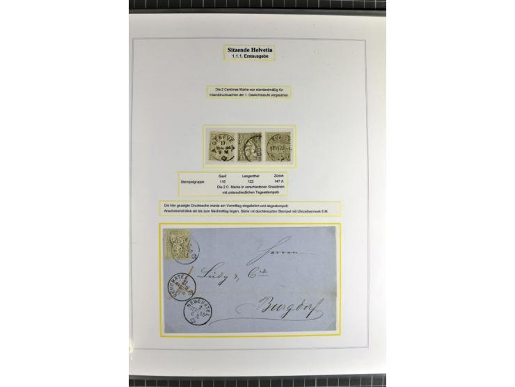 1862/81, Stehende Helvetia, Portostufen-Sammlung mit Briefen, Karten und Ganzsachen, dabei Mi.-Nr. 16+23 (Attest Renggli), 40