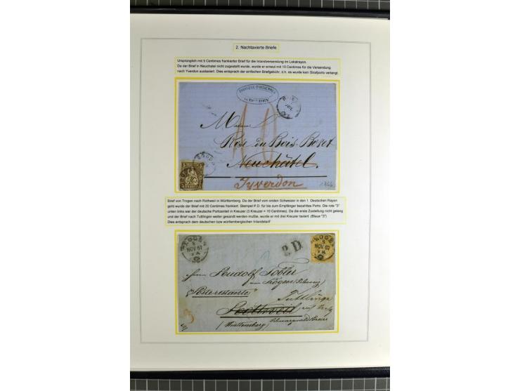 1862/81, Stehende Helvetia, Portostufen-Sammlung mit Briefen, Karten und Ganzsachen, dabei Mi.-Nr. 16+23 (Attest Renggli), 40
