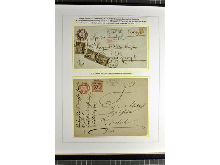 1862/81, Stehende Helvetia, Portostufen-Sammlung mit Briefen, Karten und Ganzsachen, dabei Mi.-Nr. 16+23 (Attest Renggli), 40