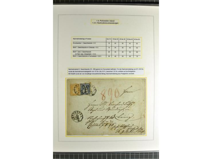 1862/81, Stehende Helvetia, Portostufen-Sammlung mit Briefen, Karten und Ganzsachen, dabei Mi.-Nr. 16+23 (Attest Renggli), 40