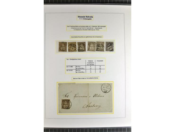 1862/81, Stehende Helvetia, Portostufen-Sammlung mit Briefen, Karten und Ganzsachen, dabei Mi.-Nr. 16+23 (Attest Renggli), 40