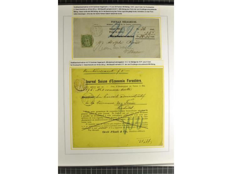 1862/81, Stehende Helvetia, Portostufen-Sammlung mit Briefen, Karten und Ganzsachen, dabei Mi.-Nr. 16+23 (Attest Renggli), 40