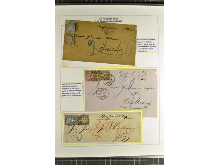 1862/81, Stehende Helvetia, Portostufen-Sammlung mit Briefen, Karten und Ganzsachen, dabei Mi.-Nr. 16+23 (Attest Renggli), 40