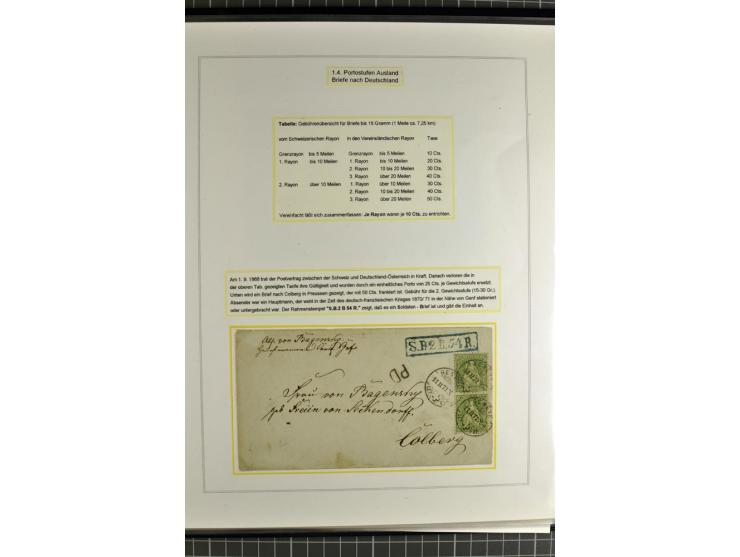 1862/81, Stehende Helvetia, Portostufen-Sammlung mit Briefen, Karten und Ganzsachen, dabei Mi.-Nr. 16+23 (Attest Renggli), 40