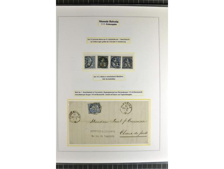 1862/81, Stehende Helvetia, Portostufen-Sammlung mit Briefen, Karten und Ganzsachen, dabei Mi.-Nr. 16+23 (Attest Renggli), 40