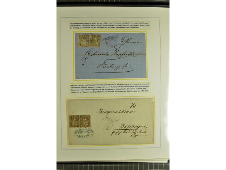 1862/81, Stehende Helvetia, Portostufen-Sammlung mit Briefen, Karten und Ganzsachen, dabei Mi.-Nr. 16+23 (Attest Renggli), 40