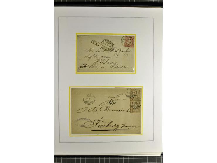 1862/81, Stehende Helvetia, Portostufen-Sammlung mit Briefen, Karten und Ganzsachen, dabei Mi.-Nr. 16+23 (Attest Renggli), 40