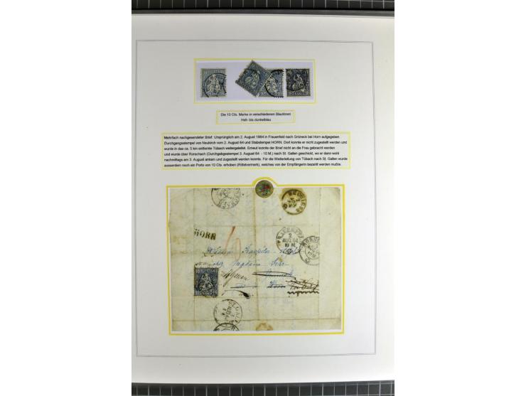 1862/81, Stehende Helvetia, Portostufen-Sammlung mit Briefen, Karten und Ganzsachen, dabei Mi.-Nr. 16+23 (Attest Renggli), 40