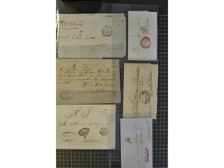 1830/70 (ca.) rund 220 markenlose Briefe, dabei Forwarding-Stempel, Taxstempel und -vermerke etc.