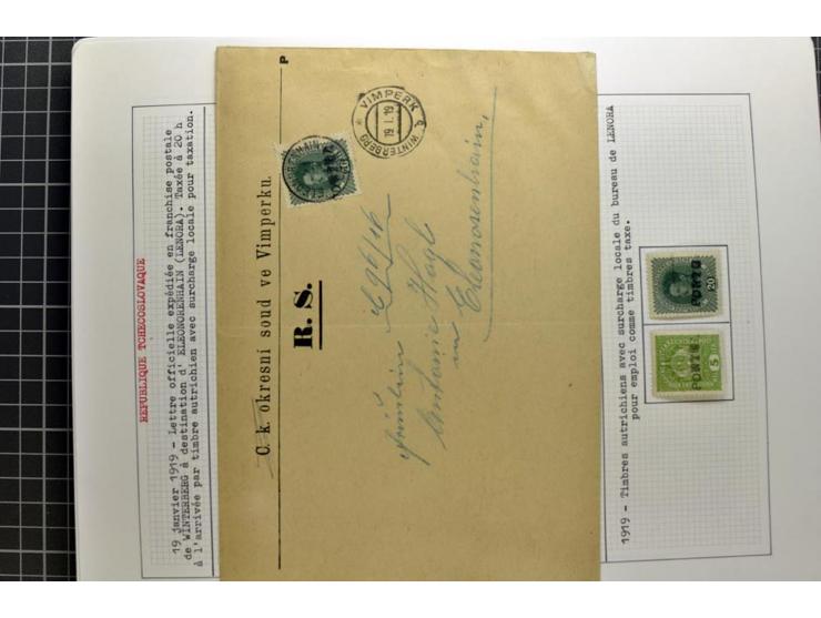  1918/86, ungebrauchte und gestempelte Sammlung mit lokalen Revolutionsausgaben, VZOREC auf Hradschin, Portoprovisiorien, Pro