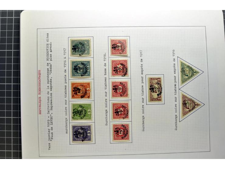  1918/86, ungebrauchte und gestempelte Sammlung mit lokalen Revolutionsausgaben, VZOREC auf Hradschin, Portoprovisiorien, Pro