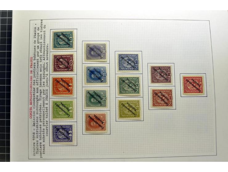  1918/86, ungebrauchte und gestempelte Sammlung mit lokalen Revolutionsausgaben, VZOREC auf Hradschin, Portoprovisiorien, Pro
