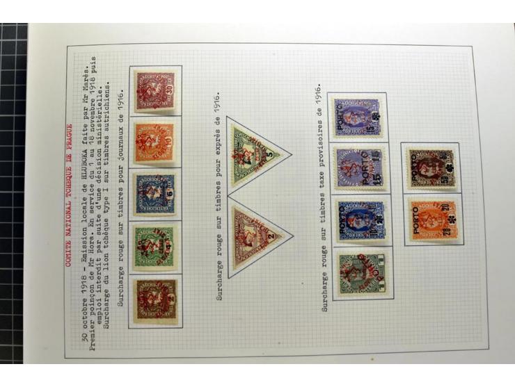  1918/86, ungebrauchte und gestempelte Sammlung mit lokalen Revolutionsausgaben, VZOREC auf Hradschin, Portoprovisiorien, Pro
