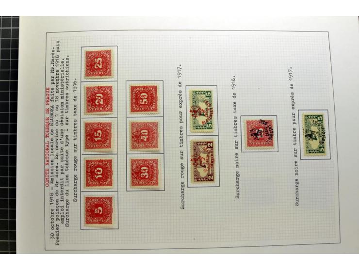  1918/86, ungebrauchte und gestempelte Sammlung mit lokalen Revolutionsausgaben, VZOREC auf Hradschin, Portoprovisiorien, Pro