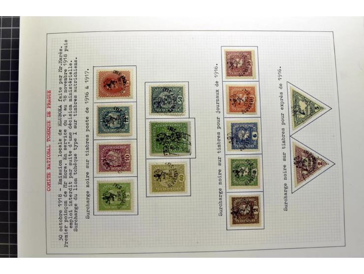  1918/86, ungebrauchte und gestempelte Sammlung mit lokalen Revolutionsausgaben, VZOREC auf Hradschin, Portoprovisiorien, Pro