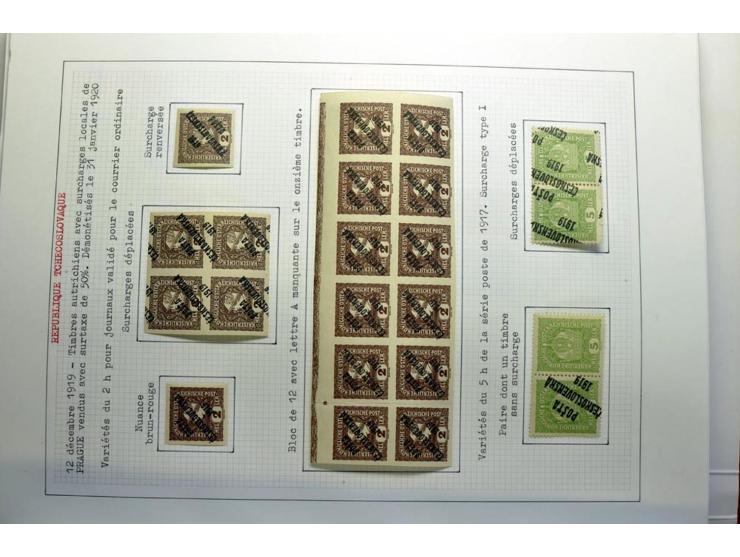  1918/86, ungebrauchte und gestempelte Sammlung mit lokalen Revolutionsausgaben, VZOREC auf Hradschin, Portoprovisiorien, Pro