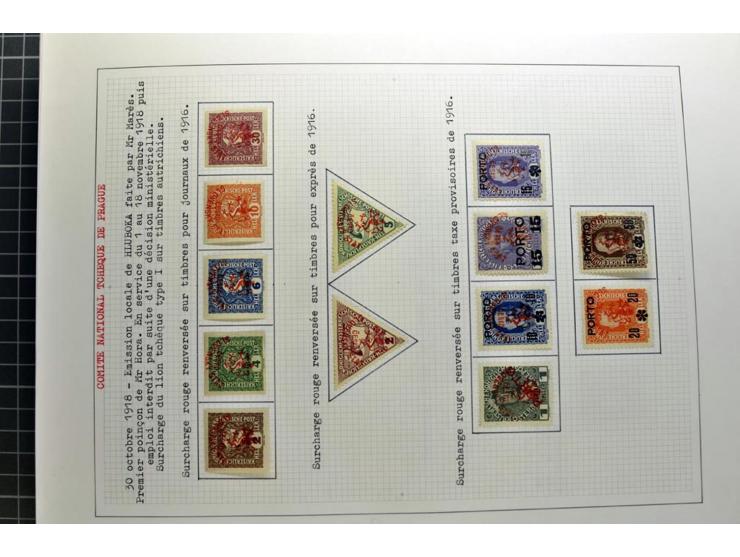  1918/86, ungebrauchte und gestempelte Sammlung mit lokalen Revolutionsausgaben, VZOREC auf Hradschin, Portoprovisiorien, Pro