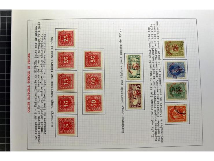  1918/86, ungebrauchte und gestempelte Sammlung mit lokalen Revolutionsausgaben, VZOREC auf Hradschin, Portoprovisiorien, Pro