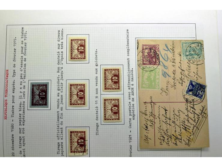  1918/86, ungebrauchte und gestempelte Sammlung mit lokalen Revolutionsausgaben, VZOREC auf Hradschin, Portoprovisiorien, Pro