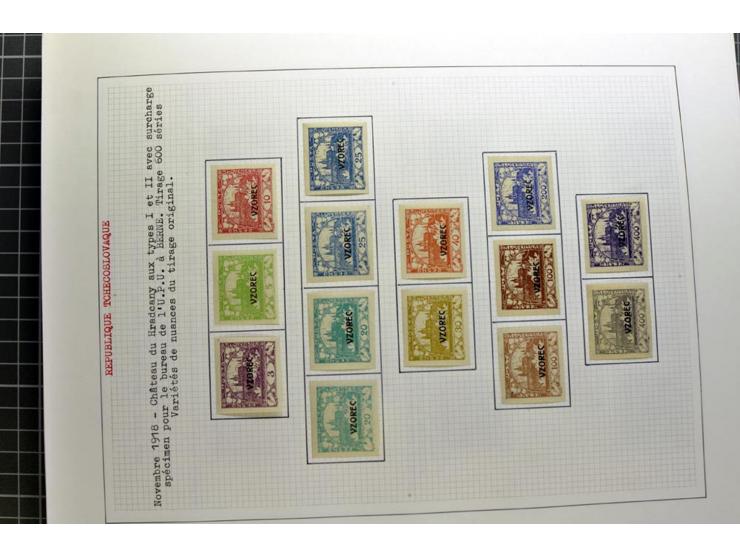  1918/86, ungebrauchte und gestempelte Sammlung mit lokalen Revolutionsausgaben, VZOREC auf Hradschin, Portoprovisiorien, Pro