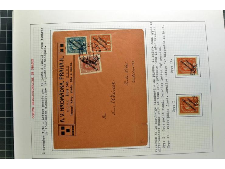  1918/86, ungebrauchte und gestempelte Sammlung mit lokalen Revolutionsausgaben, VZOREC auf Hradschin, Portoprovisiorien, Pro