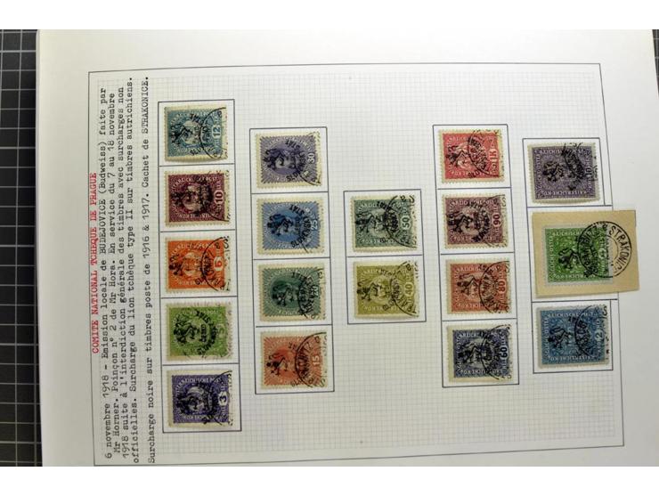 1918/86, ungebrauchte und gestempelte Sammlung mit lokalen Revolutionsausgaben, VZOREC auf Hradschin, Portoprovisiorien, Pro