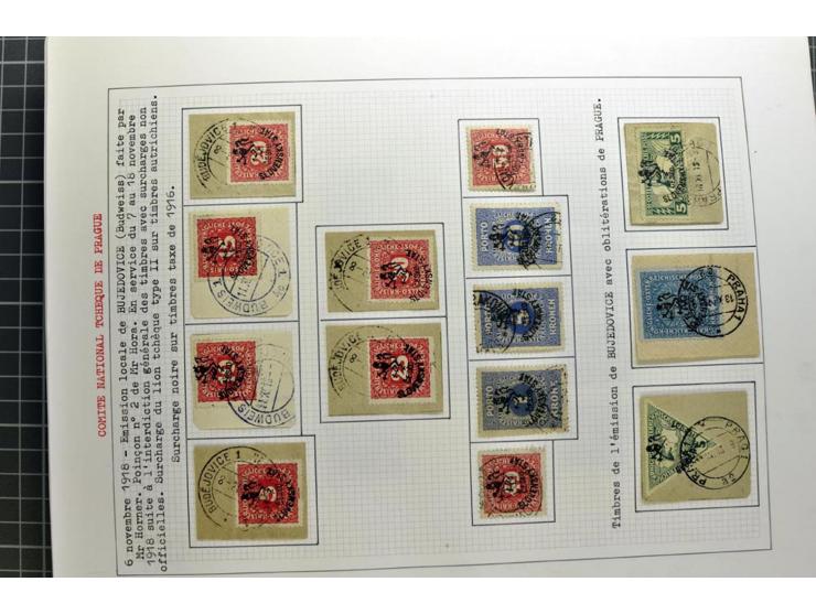  1918/86, ungebrauchte und gestempelte Sammlung mit lokalen Revolutionsausgaben, VZOREC auf Hradschin, Portoprovisiorien, Pro