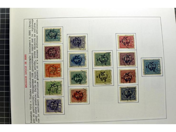  1918/86, ungebrauchte und gestempelte Sammlung mit lokalen Revolutionsausgaben, VZOREC auf Hradschin, Portoprovisiorien, Pro