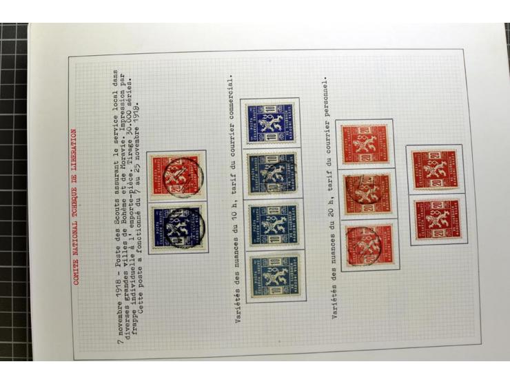  1918/86, ungebrauchte und gestempelte Sammlung mit lokalen Revolutionsausgaben, VZOREC auf Hradschin, Portoprovisiorien, Pro