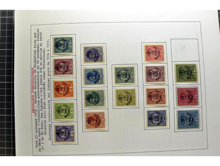 1918/86, ungebrauchte und gestempelte Sammlung mit lokalen Revolutionsausgaben, VZOREC auf Hradschin, Portoprovisiorien, Pro