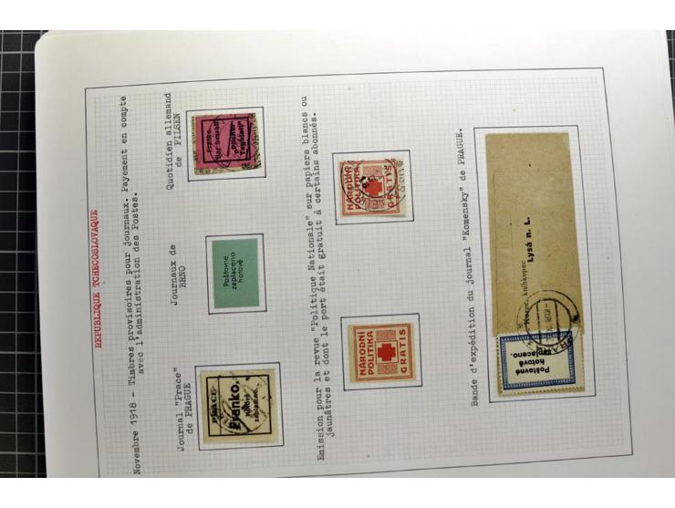  1918/86, ungebrauchte und gestempelte Sammlung mit lokalen Revolutionsausgaben, VZOREC auf Hradschin, Portoprovisiorien, Pro