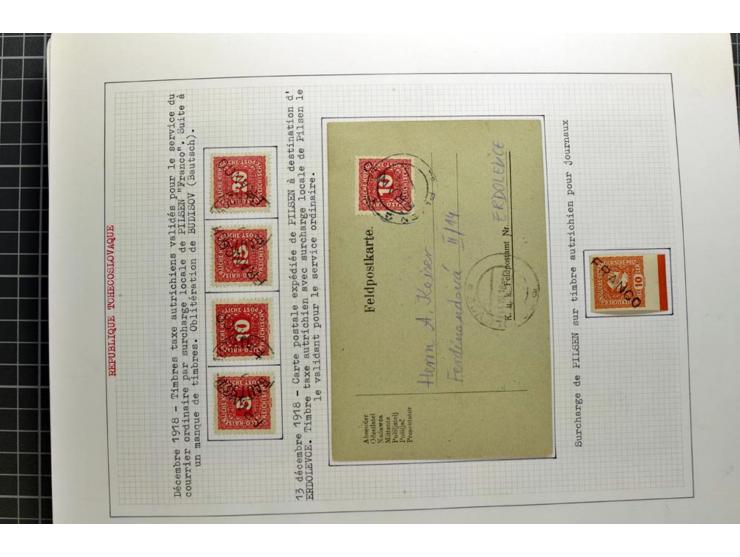  1918/86, ungebrauchte und gestempelte Sammlung mit lokalen Revolutionsausgaben, VZOREC auf Hradschin, Portoprovisiorien, Pro