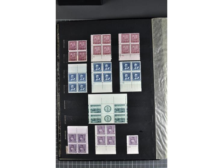 1930/36, überwiegend postfrische Partie Freimarken, dabei viele Eckrand 4er-Blocks mit Plattennummern, Zwischenstegen, Leerfe