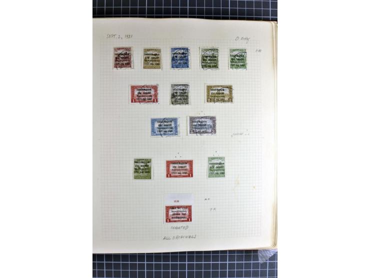 1921, ungebrauchte/postfrische und gestempelte Sammlung, dabei zahlreiche Besonderheiten wie kopfstehende und verschobene Auf