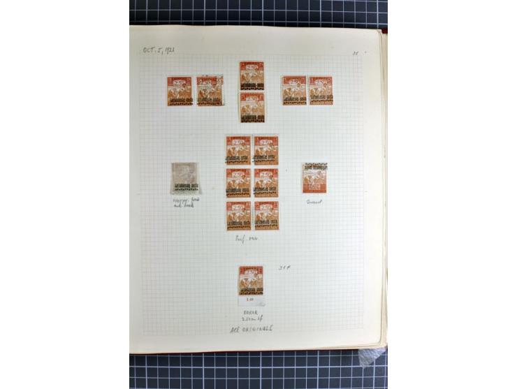1921, ungebrauchte/postfrische und gestempelte Sammlung, dabei zahlreiche Besonderheiten wie kopfstehende und verschobene Auf