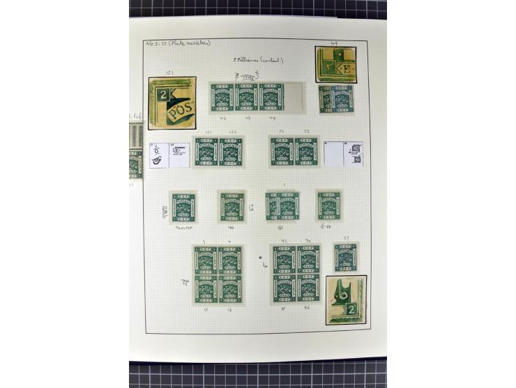 1918/27, 3bändige Spezialsammlung der Mi. 4-14,mit vielen Plattenfehlern, fehlenden Zähnungslöchern, Zwischenstegpaaren, Einh