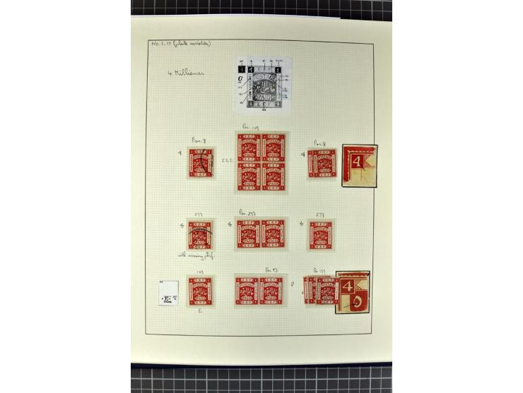 1918/27, 3bändige Spezialsammlung der Mi. 4-14,mit vielen Plattenfehlern, fehlenden Zähnungslöchern, Zwischenstegpaaren, Einh