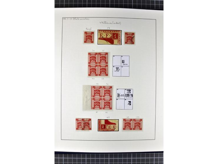1918/27, 3bändige Spezialsammlung der Mi. 4-14,mit vielen Plattenfehlern, fehlenden Zähnungslöchern, Zwischenstegpaaren, Einh