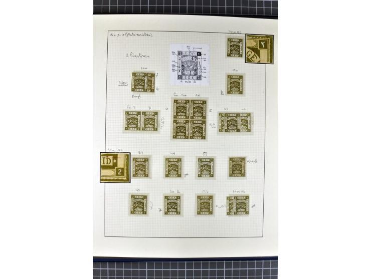 1918/27, 3bändige Spezialsammlung der Mi. 4-14,mit vielen Plattenfehlern, fehlenden Zähnungslöchern, Zwischenstegpaaren, Einh