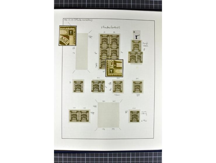 1918/27, 3bändige Spezialsammlung der Mi. 4-14,mit vielen Plattenfehlern, fehlenden Zähnungslöchern, Zwischenstegpaaren, Einh