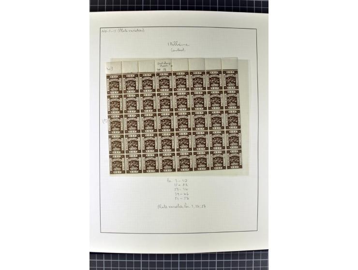 1918/27, 3bändige Spezialsammlung der Mi. 4-14,mit vielen Plattenfehlern, fehlenden Zähnungslöchern, Zwischenstegpaaren, Einh